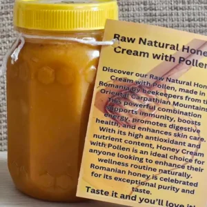 Raw Natural honey with pollen front view